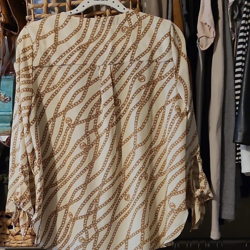 MICHAEL Michael Kors Chain Pattern Blouse - Cream and Brown​ - Picture 3 of 4